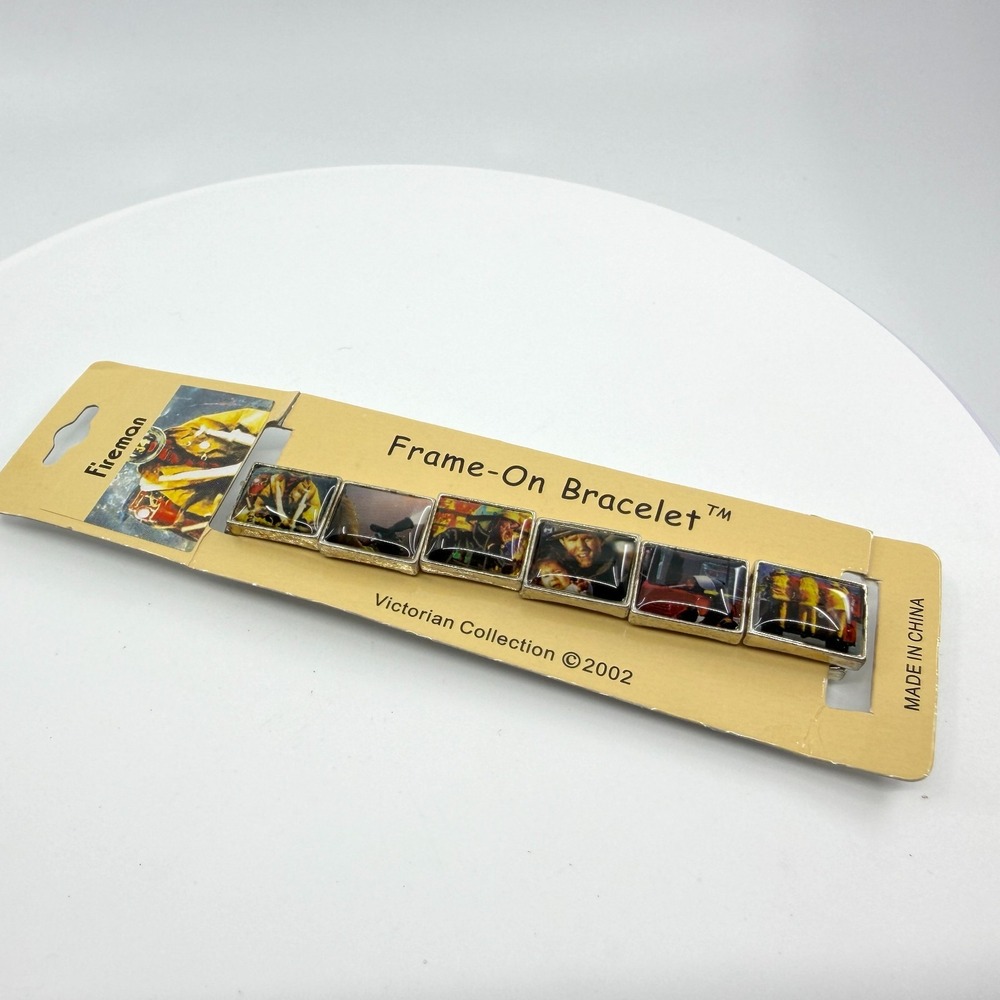Vintage Fireman Square Tile Link Bracelet - Victorian Collection 2002